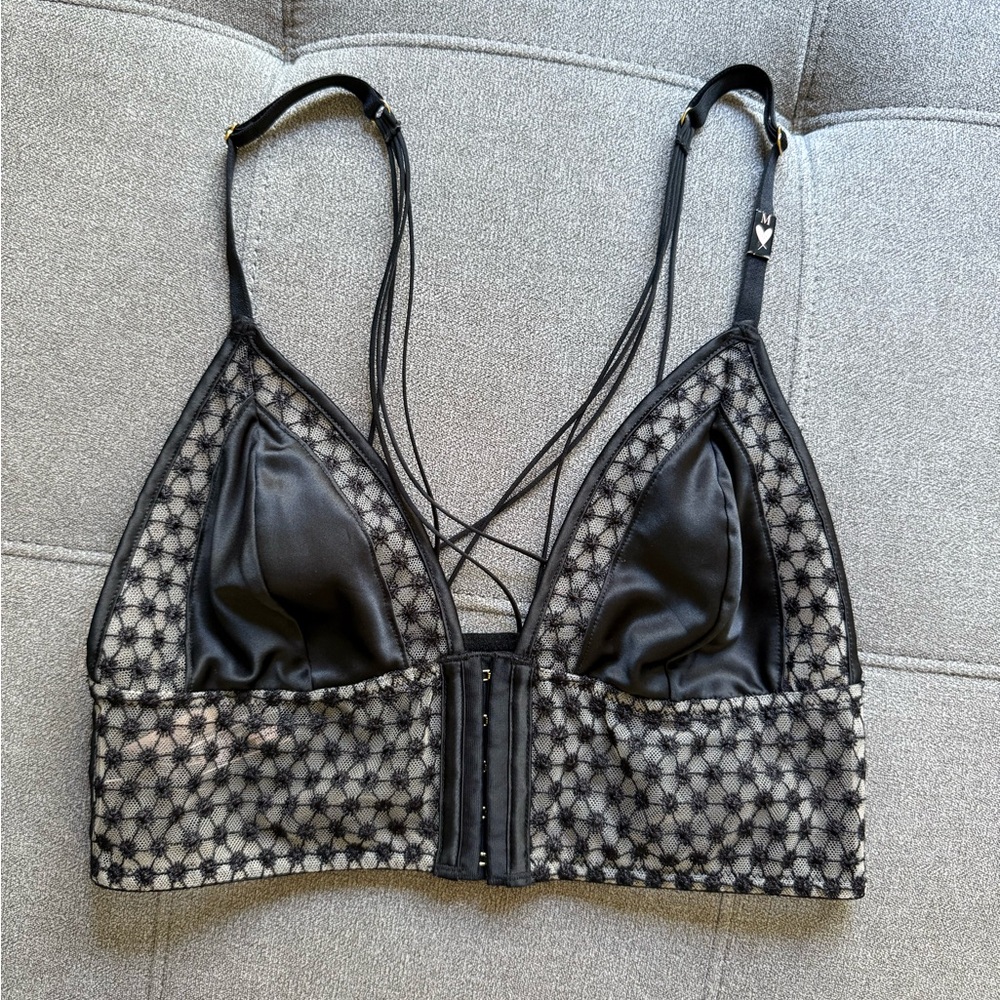 Victoria's Secret Black Sheer Lace Crop Top